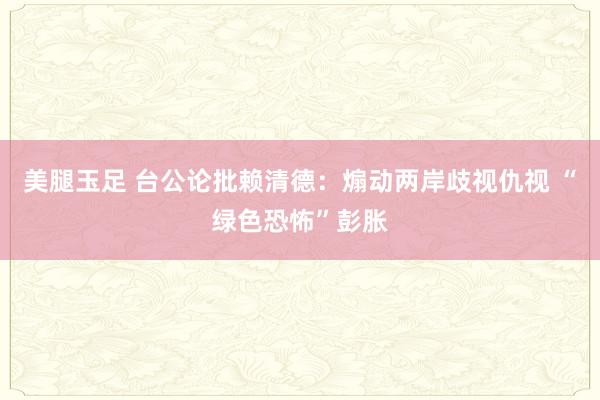 美腿玉足 台公论批赖清德：煽动两岸歧视仇视 “绿色恐怖”彭胀