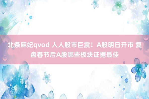 北条麻妃qvod 人人股市巨震！A股明日开市 复盘春节后A股哪些板块证据最佳