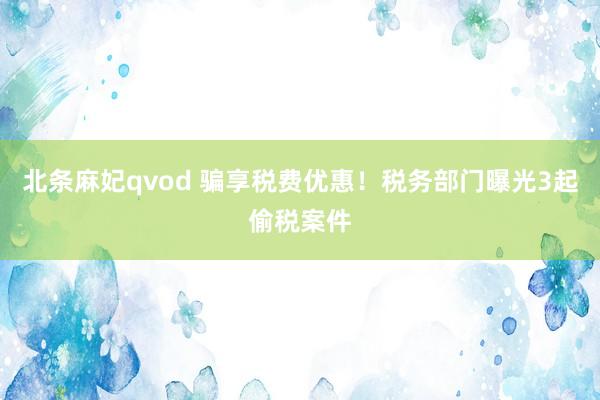 北条麻妃qvod 骗享税费优惠！税务部门曝光3起偷税案件